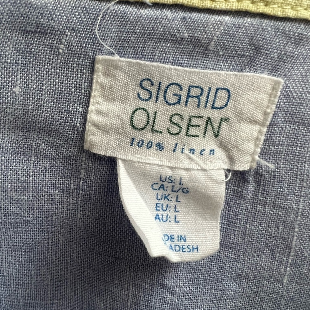 Sigrid Olsen blue Linen Button-Up Shirt - Relaxed Fit size L - Picture 4 of 4
